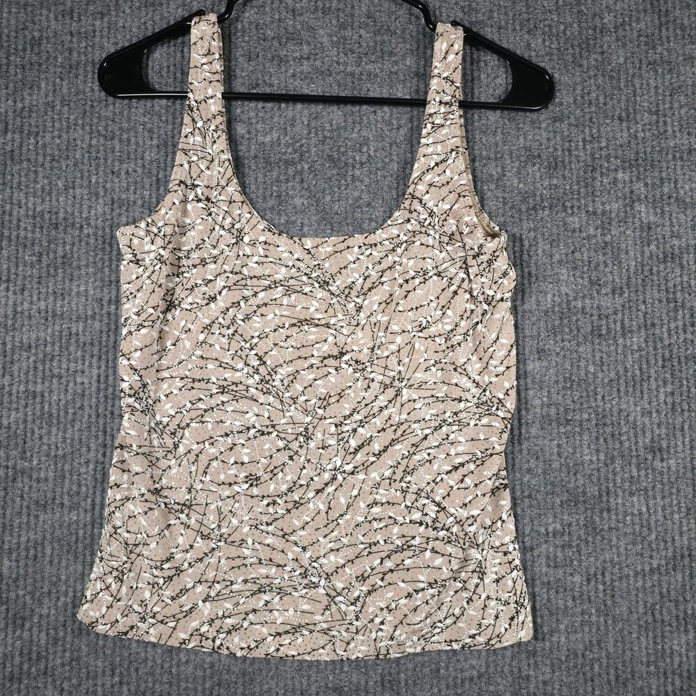 Alex Evenings Tank Top M Beige Textured‎ Floral Sleeveless Blouse